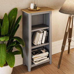 Fwstyle 3 Tier Bookcase Storage Rack Shelving Unit Ready Assembled Dove Grey & Oak (H) 82 (W) 45 (D) 23Cm - thumbnail 4