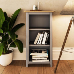Fwstyle 3 Tier Bookcase Storage Rack Shelving Unit Ready Assembled Dove Grey & Oak (H) 82 (W) 45 (D) 23Cm - thumbnail 3
