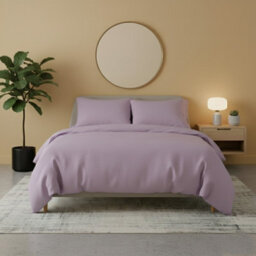 Flannelette Cotton Duvet Cover Set Soft Brushed Warm Bedding Set Lilac