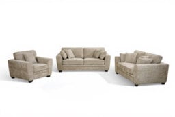 Beige Chenille Fabric 3 + 2 + 1 Seater Sofa And Armchair Set For Living Room Bertie - thumbnail 2