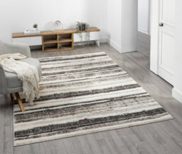 Eleanor Modern Embossed Contemporary Living Room Area Rug - Striped Design,mocha,120 X 170 Cm - thumbnail 1
