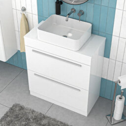 Nes Home White 800mm Vanity Cabinet And Rectangle Counter Top Basin Sink Unit - thumbnail 4
