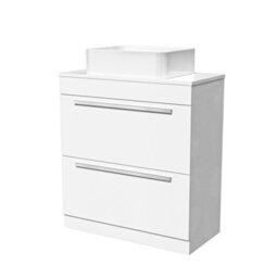 Nes Home White 800mm Vanity Cabinet And Rectangle Counter Top Basin Sink Unit - thumbnail 6