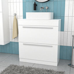 Nes Home White 800mm Vanity Cabinet And Rectangle Counter Top Basin Sink Unit - thumbnail 2