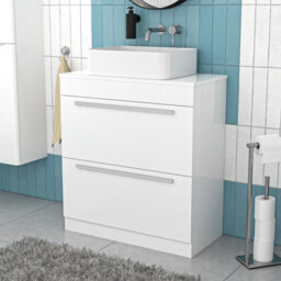 Nes Home White 800mm Vanity Cabinet And Rectangle Counter Top Basin Sink Unit - thumbnail 1