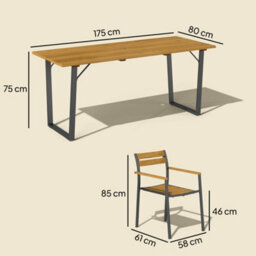 Outsunny 7 Piece Garden Dining Set With Table And 6 Stackable Chairs, Brown - thumbnail 3
