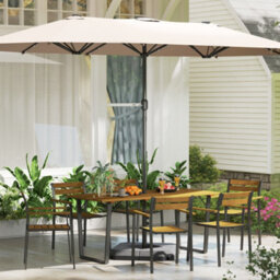 Outsunny 7 Piece Garden Dining Set With Table And 6 Stackable Chairs, Brown - thumbnail 9