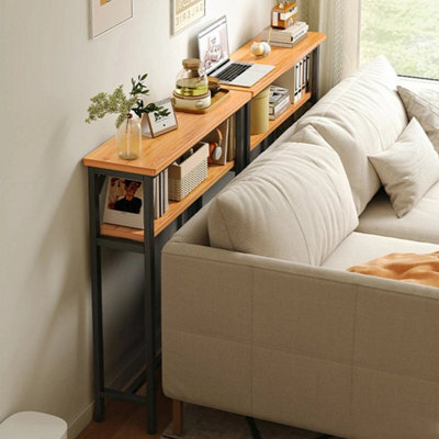2 Tiers Pear Wood Color Console Table Sofa Table Hallway Table Entryway Display - image 1