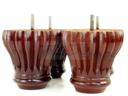 L&F Set Of 4 Replacement Furniture Bun Feet Antique Mahogany Turned Wooden Legs 110mm High M8 (8mm) - thumbnail 3