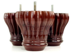 L&F Set Of 4 Replacement Furniture Bun Feet Antique Mahogany Turned Wooden Legs 110mm High M8 (8mm) - thumbnail 6