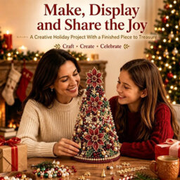 Amorly Beaded Christmas Tree Kit, Red Flower 3D Pearl Beaded Christmas Tree, Handmade Tabletop Decoration For Festive Surprise & Gift - thumbnail 7