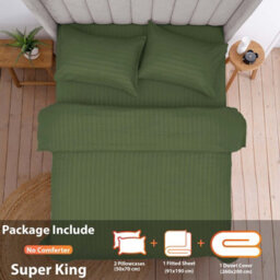 Aspire Homeware Olive Green Duvet Cover Complete Set, Reversible Modern Bedding Set, Super King (L)220Cm X (W)260Cm - thumbnail 2