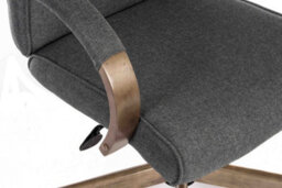 Teknik Grayson Executive Chair In Grey Fabric With Driftwood Arms And Base - thumbnail 4