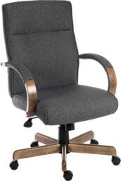 Teknik Grayson Executive Chair In Grey Fabric With Driftwood Arms And Base