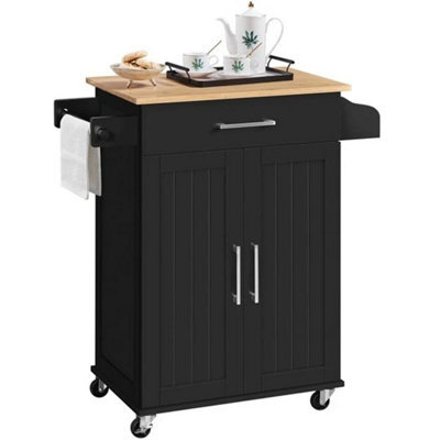 Kitchen Island Cart With Spice Rack Storage Rolling Kitchen Cart Black - image 1