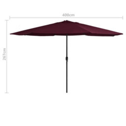 Berkfield Outdoor Parasol With Metal Pole 400 Cm Bordeaux Red - thumbnail 6