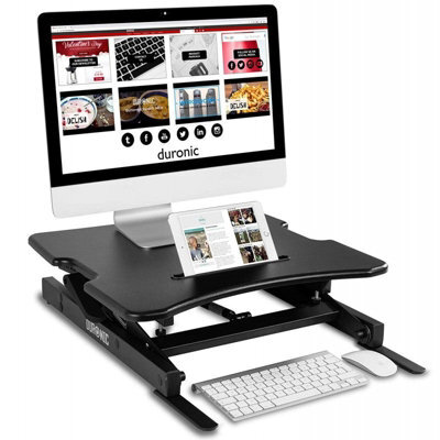 Duronic Dm05D18 Sit-Stand Desk Workstation, Desk Convertor, Manually Height Adjustable 15-42Cm, 55X53Cm Platform - Black - image 1