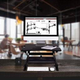 Duronic Dm05D18 Sit-Stand Desk Workstation, Desk Convertor, Manually Height Adjustable 15-42Cm, 55X53Cm Platform - Black - thumbnail 4