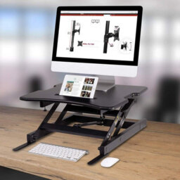 Duronic Dm05D18 Sit-Stand Desk Workstation, Desk Convertor, Manually Height Adjustable 15-42Cm, 55X53Cm Platform - Black - thumbnail 7