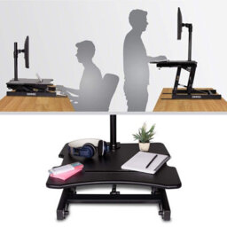 Duronic Dm05D18 Sit-Stand Desk Workstation, Desk Convertor, Manually Height Adjustable 15-42Cm, 55X53Cm Platform - Black - thumbnail 3