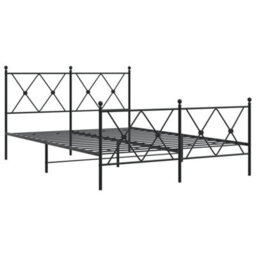 Berkfield Metal Bed Frame Without Mattress With Footboard Black 140X190Cm - thumbnail 3