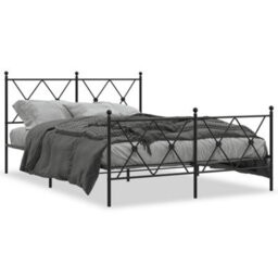 Berkfield Metal Bed Frame Without Mattress With Footboard Black 140X190Cm - thumbnail 2