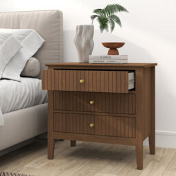 Melody Maison Pair Of Large 3 Drawer Bedside Tables - Hales Dark Wood Range - thumbnail 4