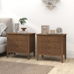 Melody Maison Pair Of Large 3 Drawer Bedside Tables - Hales Dark Wood Range