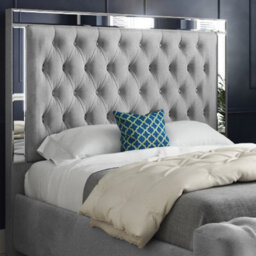 Gemia Mirror Upholstered Soft Velvet Designer Bed Frame - thumbnail 3
