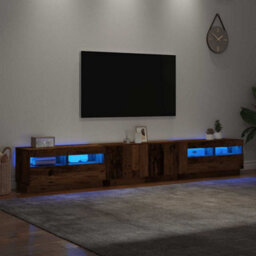 Berkfield Tv Cabinet With Led Lights Old Wood 260X35X40 Cm Engineered Wood - thumbnail 5
