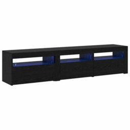 Berkfield Tv Cabinets 2 Pcs With Led Lights Black Oak Engineered Wood - thumbnail 2