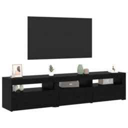 Berkfield Tv Cabinets 2 Pcs With Led Lights Black Oak Engineered Wood - thumbnail 3