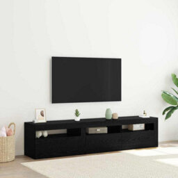 Berkfield Tv Cabinets 2 Pcs With Led Lights Black Oak Engineered Wood