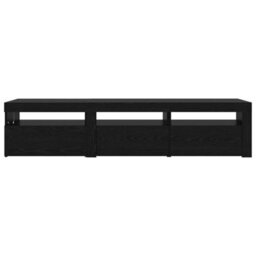Berkfield Tv Cabinets 2 Pcs With Led Lights Black Oak Engineered Wood - thumbnail 9
