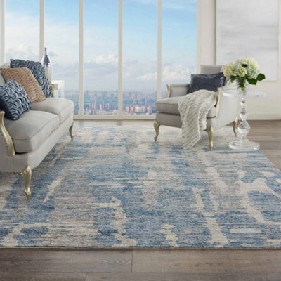 Blue Wool Handmade Abstract ,luxurious Modern Rug Easy To Clean Living Room And Bedroom-236Cm X 297Cm
