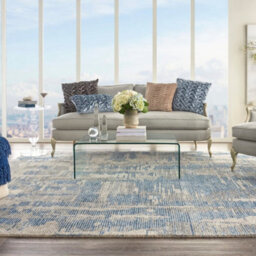 Blue Wool Handmade Abstract ,luxurious Modern Rug Easy To Clean Living Room And Bedroom-236Cm X 297Cm - thumbnail 2