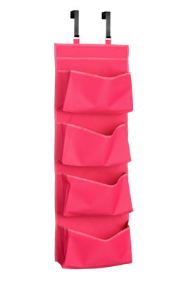 Orsina Over Door Hanging Organiser In Hot Pink, 4-Tier Fabric Storage With Sturdy Metal Hooks, Space-Saving Design - image 1