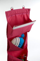 Orsina Over Door Hanging Organiser In Hot Pink, 4-Tier Fabric Storage With Sturdy Metal Hooks, Space-Saving Design - thumbnail 3
