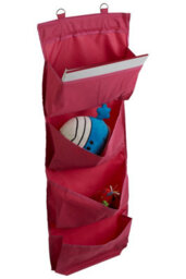 Orsina Over Door Hanging Organiser In Hot Pink, 4-Tier Fabric Storage With Sturdy Metal Hooks, Space-Saving Design - thumbnail 2
