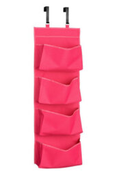 Orsina Over Door Hanging Organiser In Hot Pink, 4-Tier Fabric Storage With Sturdy Metal Hooks, Space-Saving Design