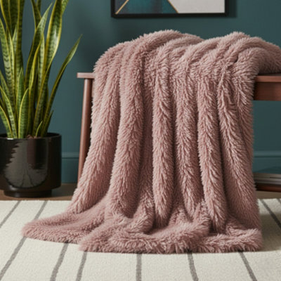 Cuddly Extra Fluffy Throw Ultra Soft Plush Blanket For Sofa Bed Home Decor Light Pink 150X200Cm - image 1