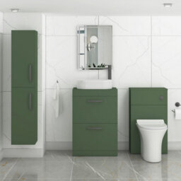 Royal Bathrooms Turin 800mm Freestanding Bathroom Vanity Unit With Sink 2 Drawer Matt Green & Lyon Countertop Basin - thumbnail 3