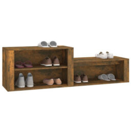 Berkfield Elegant Shoe Cabinet Smoked Oak 150X35X45 Cm Engineered Wood - thumbnail 4