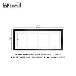 AK Frames 50X20Cm Purple Sleek Multi Photo Frame With Pompadour Mount - Holds 4 Apertures (4X) 6X4 Photos - thumbnail 4