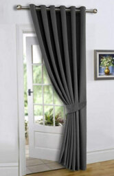 Ameha Dark Grey 230Gsm Plain Thermal Blackout Eyelet Curtain For Bedroom Single Panel Energy Saving 66'' X 84'' Uk Home Decor - thumbnail 2