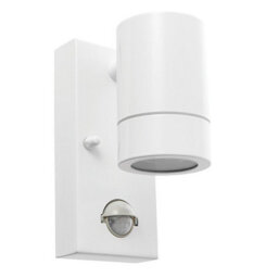 Luminosa Lighting Luminosa Palin 1 Light Outdoor Pir Wall Light Gloss White, Glass Ip44, Gu10 - thumbnail 2