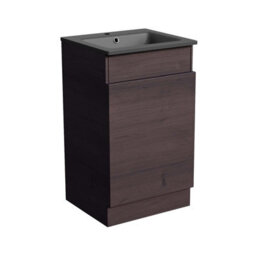 Nes Home 485mm Right Hand Dark Oak Vanity Unit With Black Resin Basin - thumbnail 6