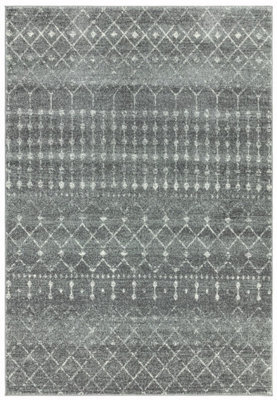 Nomadic Dark Grey Abstract Geometric Modern Easy To Clean Rug For Living Room Bedroom And Dining Room-200Cm X 290Cm - image 1