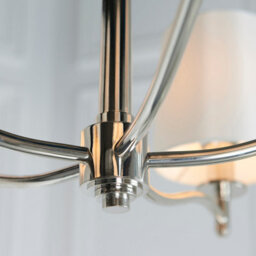 Anson Lighting Orsino Bright Nickel With Vintage White Faux Silk Shade 5 Light Ceiling Pendant - thumbnail 6