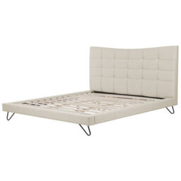 Beliani Bed Fabric Lannion 180 X 200 Cm (Eu Super King) Light Beige - thumbnail 6
